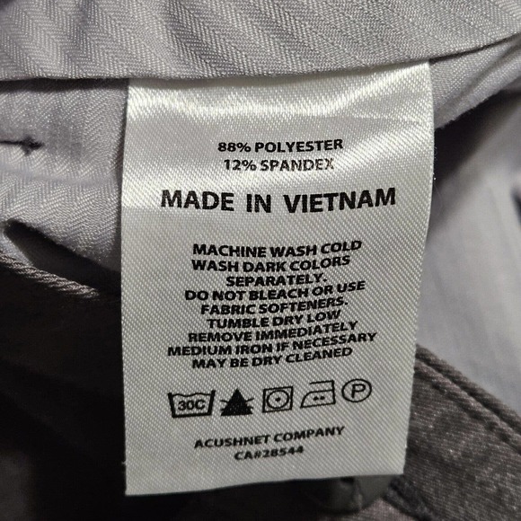 Footjoy Pants Mens Sz‎ 38 Taupe Flat Front Stretch Performance Straight Unhemmed - Picture 10 of 11